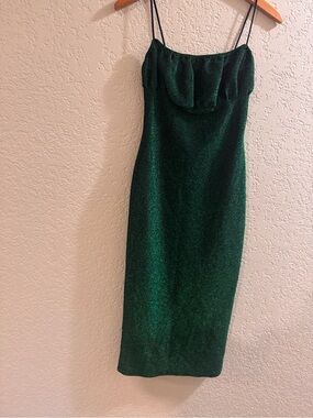 Green Sparkle Cowl Neck Slip Dress